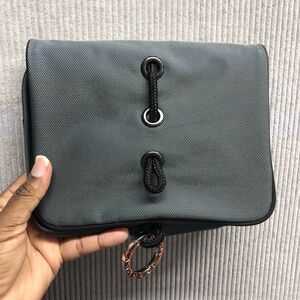 Bvlgari Parfums Folding Travel Cosmetic Bag Gray Black 2 Organization Pockets
